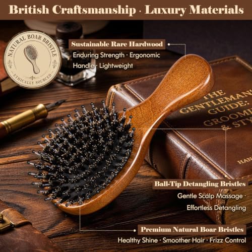 Small Boar Bristle Hair Brush British Craftsmanship Handmade - Image 2