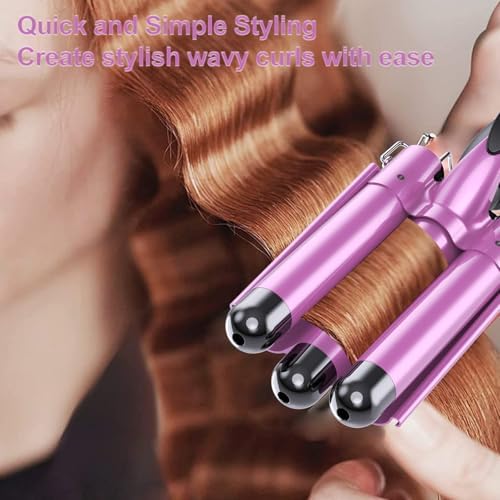 kuwa 3 Barrel Curling Iron,Crimper Hair Tool,Hair Crimper for Women,WaverHair Tool,Hair Waver with LCD Temperature Display - Image 6