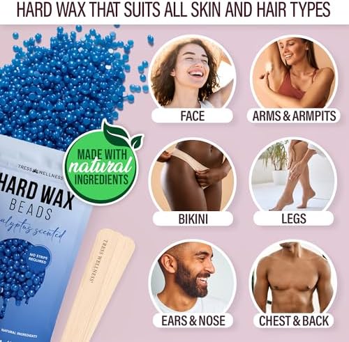 Tress Wellness Award Winning Waxing Kit for Sensitive Skin – Safe for Face & Skin, Easy to Use – At-Home Kit for Face, Bikini, Brazilian & Full Body - Digital Display, Pink - Image 3
