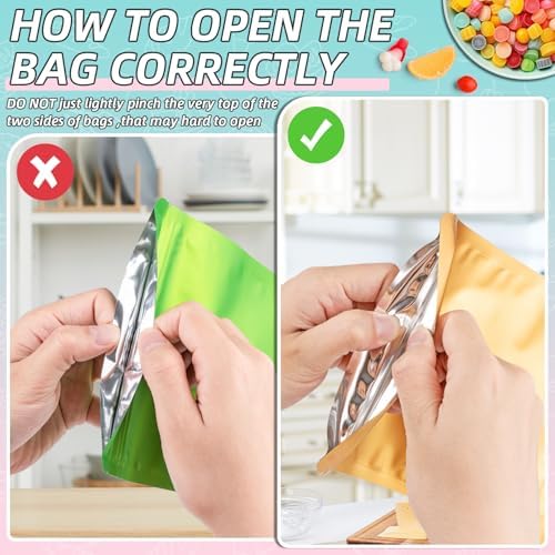 FUNFERY Stand Up Mylar Resealable Bags for Food Storage-Green 4x6 inch - Image 6