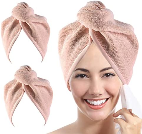 Microfiber Hair Towel Hair Wrap: 2 Pcs 10X26 Hair Dryer Women (Beige) by YoulerTex