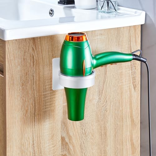 Blow Dryer Holder Wall Mounted, hairdryer holder for bathroom, Blow Dryer Organizer, hair tool organizer wall mount, Adhesive Hair Dryer Storage for Bathroom Barber Shop (White) - Image 4