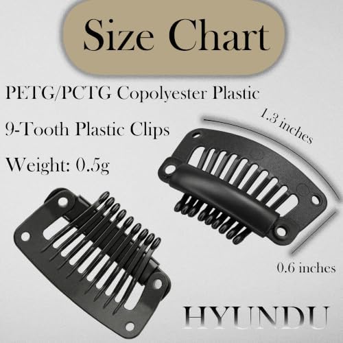 9-Tooth Plastic Wig Clips, Black Hair Extension Clips, 20 Pack - Image 3
