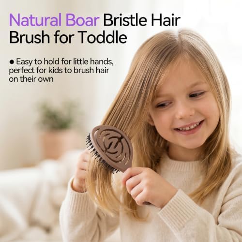 Travel Boar Bristle Hair Brush, Mini Small Pocket Hairbrush For Women Kids - Image 3