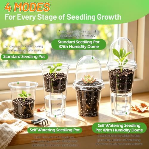 30 Pack 3.5" Self Watering Propagation Pots, Seed Starter Cups with Dome - Image 2