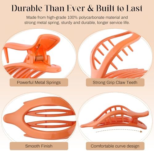 AWAYTR 6Pcs French Flat Hair Clips, Lay Flat Claw Clip for Women - Image 5