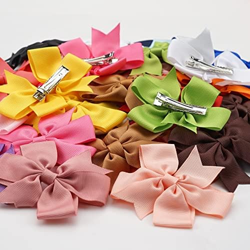 CÉLLOT 40Pcs 3 Inch Boutique Grosgrain Ribbon Pinwheel Hair Bows Alligator Clips For Girls Toddlers Accessories Teens Gifts In Pairs - Image 5