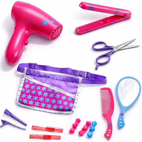 Beauty Hair Stylist Set - Boutique Beauty Salon Fashion Pretend Play Set for Girls with Toy Blow Dryer, Curler, Scissors, Comb, Mirror & Other Styling Tools by LibertyBrandsUS