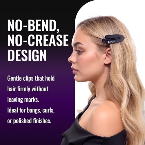 ERGO No-Crease Hair Clips – 4 Pcs Heat-Resistant Crimpless Clips for Hair Styling, Sectioning, Makeup | No Bend Clips for Women, Curls, Bangs, Salon Use - Image 2