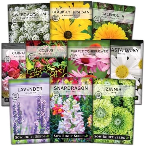 Sow Right Seeds - Large Flower Seed Collection for Planting Home Garden by SowRightSeeds