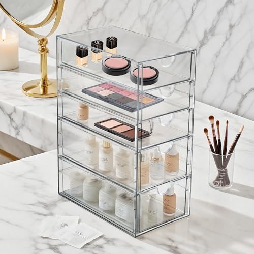 Prsildan Hair Accessories Organizer Acrylic Drawer with 5 Small Drawers - Image 2