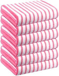 JML Microfiber Bath Towel Set, 30" x 60", 6 Pack, Cabana Stripe Pink by JML