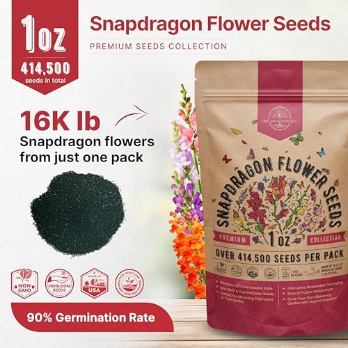 Snapdragon Flower Seeds Pack 1 oz - Over 414,500 Non-GMO Heirloom Snapdragon Seeds for Planting Indoor & Outdoor Gardening, Flower Seed for Home and Garden in Individual Packet, Floral Perennial Mix - Image 3