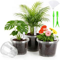16 Pack 12/10/8/6 Inch Clear Nursery Pots with Drainage, Large Plastic Nursery Pots for Plants with Labels, Clear Plant Pots for Succulents, Flower & Vegetable by zalovvi