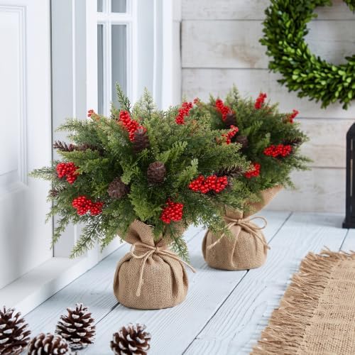 Daynight 12 Bundles Artificial Cedar Pine Stems for Outdoor Christmas Decor - Image 4