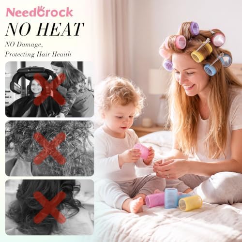 4 Sizes Heatless Rollers Hair Curlers Set with Clips Comb, 4 Colors - Image 6