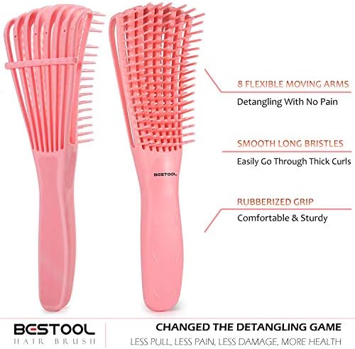 BESTOOL Hair Brush, Detangling Brush for Natural Black and Curly Hair (Pink, Afro 3/4abc), Ideal for Wet or Dry Hair - Image 3