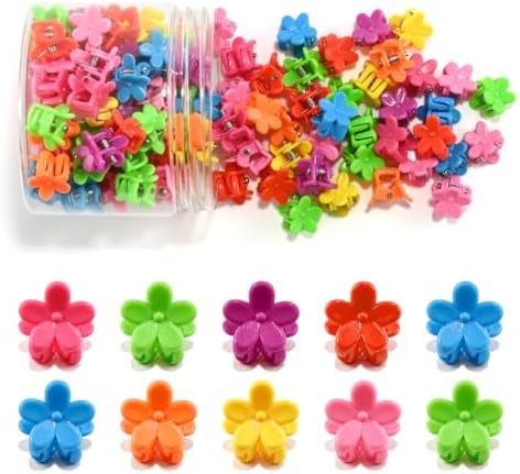 100Pcs Mini Flower Hair Clips, Colorful Hair Accessories (Bright Color) by SAOROPEB