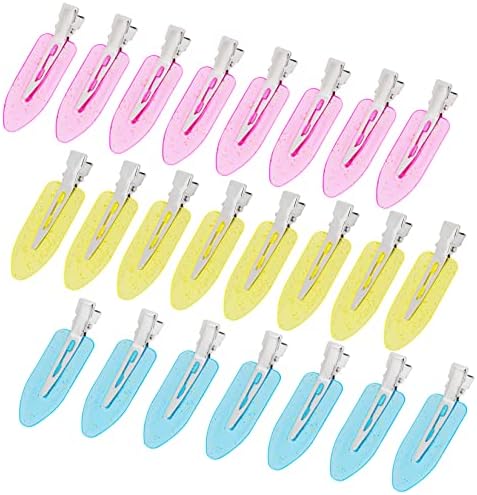 Wobe 24 Pcs Creaseless Hair Clips for Women, Translucent Pink Blue Yellow by Wobe