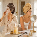 2PCS Microfiber Hair Towel Wrap Leopard for Long Thick Hair by JIEBAIDENG