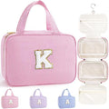 TOPEAST Travel Hanging Toiletry Bag, Personalized Initial Toiletry Pouch, Birthday Gifts for Women Mom Daughter Sister Friends, Cruise Essentials, Pink K by TOPEAST