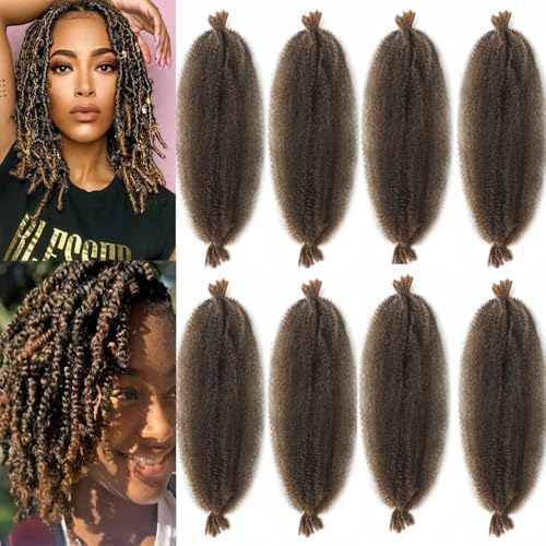 Springy Afro Twist Hair Pre-Separated Black Pre-Fluffy Natural Curls are Perfect for Marley Crochet Hair (30, 18 Inch (Pack of 8)) by Celie