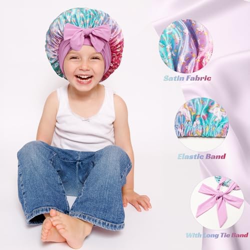 Silk Bonnet for Kids, Satin Hair Bonnet for Sleeping with Tie Band - Image 4