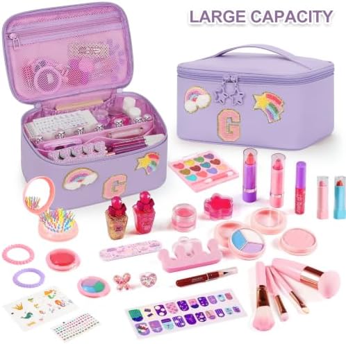 OCHEAL Initial Makeup Bag,Purple Travel Makeup Organizer Case Beauty Toiletry Cosmetic Bag with Rainbow, Trendy Stuff Personalized Gifts for Women and Girls-G - Image 5