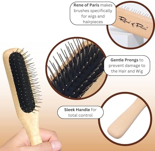 Wig Brush Detangling Comb for Synthetic Fibers Wooden Hair Brush for Wigs - Image 2