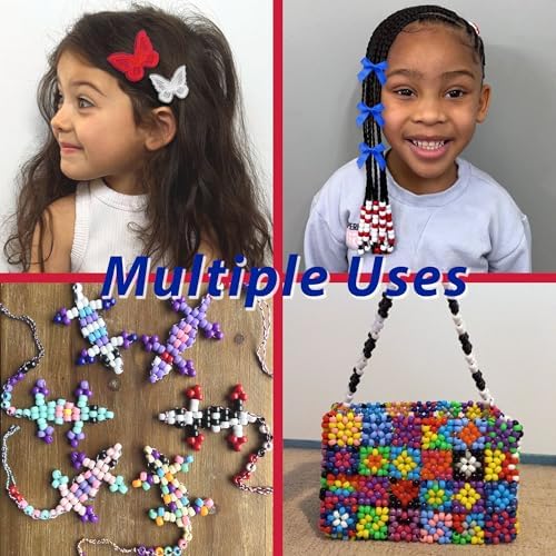 100pcs Hair Beads for Kids Girls Navy Satin Small Hair Bows Acrylic Loc Dreadlock Lace Embroidery Butterfly Hair Clips National Flag Colors Silicone Beads for Braids - Image 6