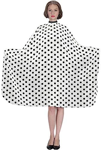 Professional Salon Cape - Polyester Hair Cutting Cape, 54"x62", Black and White Dots - Image 2