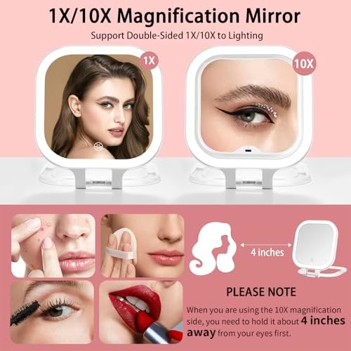 Travel Makeup Mirror with Lights & 1X/10X Magnifying Vanity Mirror 7" - Image 2