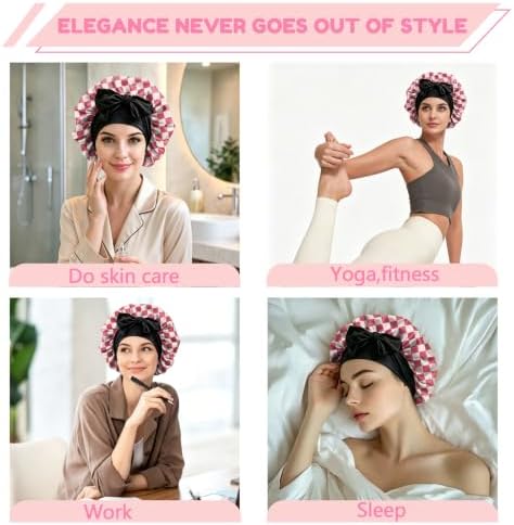 Satin Hair Bonnet Silk Bonnet for Sleeping Double Layer Elastic Tie Band Adjustable Reusable Hair Cap Cute Women Girls - Image 7