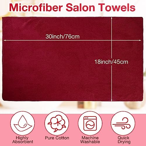 Newwiee 72 Pack Salon Towels Bleach Proof Hair Towel 18 x 30 Inch, Red - Image 2