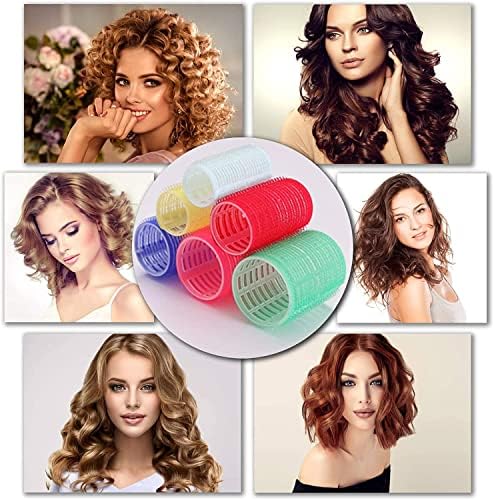 Jumbo Hair Rollers, 6 Packs Large Rollers For Hair, Self Grip Salon Hairdressing Curlers, Hair Curlers Sets, DIY Curly Hairstyle, Colors May Vary, (3xJumbo+3xLarge) - Image 3