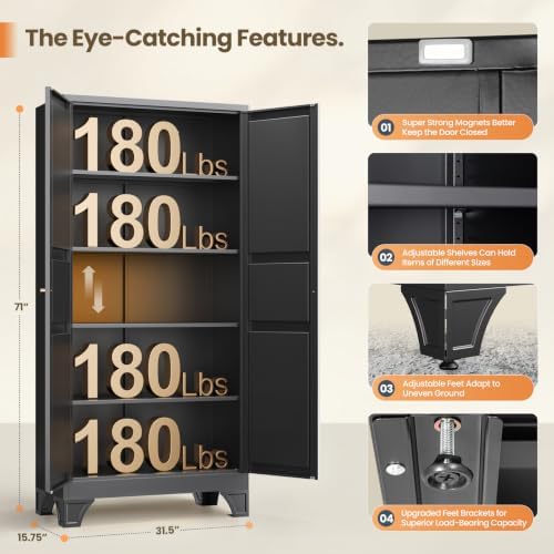 Yizosh Metal Pantry Storage Cabinet Kitchen Cabinet Kitchen Pantry - Image 3