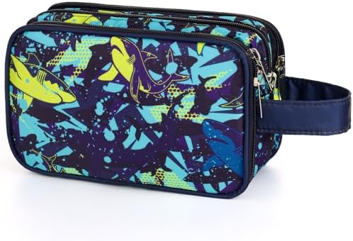 Shark Kids Toiletry Bag for Boys, Travel Toiletry Bag for Little Young Boys Waterproof Hanging Wash Bag Toddler Traveling Toiletries, Navy by Vipdeal