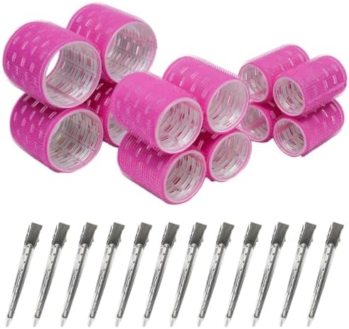 12Pcs Aluminum Thermal Hair Roller with 12Pcs Clips (Rose Red) by Unknown