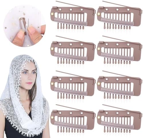 Vodolo Chunni Clips with Safety Pins,8 PCS Strong Chunni Grip Dupatta Setting Clips Indian for Woman （Rose Gold） by Vodolo