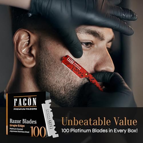 Facón Straight Razors for Men - Professional Barber Straight Edge Razor Kit with 100 Blades, Classic Stainless Steel Barbero Shaver for a Smooth & Precise Shave, Premium Barber Razor for Men's Shaving - Image 5