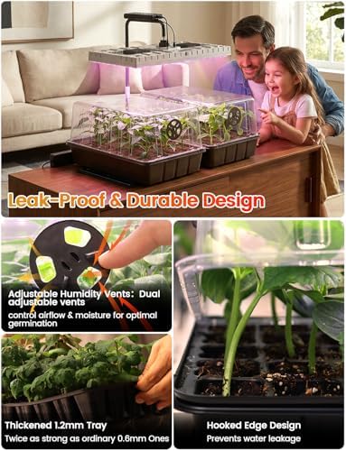 MetryGrow 48W Full Spectrum LED Grow Light Seed Starter Kit, 80-Cell Tray with 30W Heating Mat & Adjustable Dome, Waterproof Germination System for Healthy Indoor Seedlings - Image 7