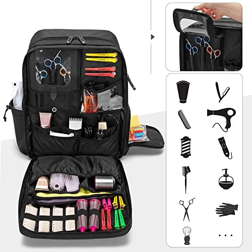 BAFASO Large Capacity Barber Case, Travel Hairdresser Bag, Black - Image 2