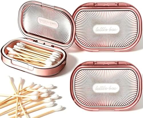Travel Qtip Holder with Lid,2 Pcs Portable Swab Container,Pink by ESEHGS