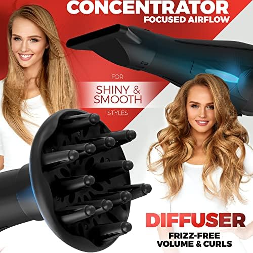 Professional Ionic Curly Hair Dryer with Diffuser, Black - Image 6