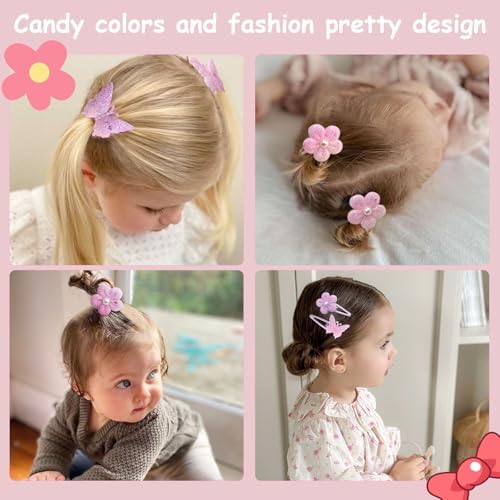 DRESHOW BQUBO 36 Pcs Toddler Hair Ties Clips for Girls Cute Hair Accessories Baby Flower Butterfly Ties Clips Colorful Snap Hairpins Rubber Bands for Baby Toddler Girls Kids - Image 3