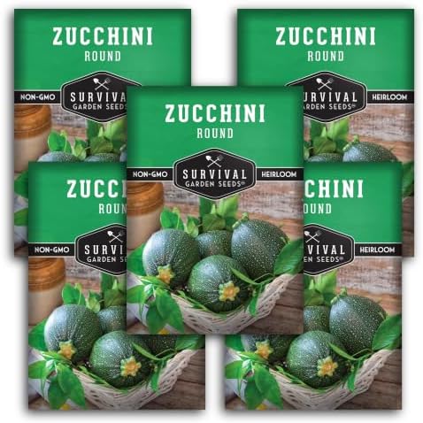 Round Zucchini Seeds for Planting - 5 Packs by SurvivalGardenSeeds