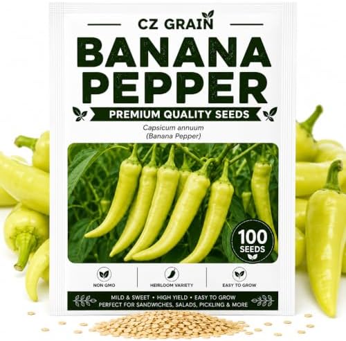100 Banana Pepper Seeds | Sweet Mild Pepper Seeds for Planting by CZGrain
