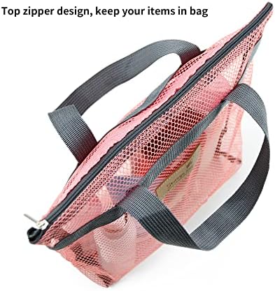 TOPASION Mesh Shower Caddy Bag Portable Hanging Toiletry and Bath Organizer with Zipper for Travel, Gym, Camping, College Dorms, Beach - Image 6