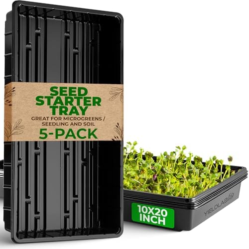 10x20 Inch Black Plastic 5 Pack Plant Propagation Tray - No Holes by YieldLab