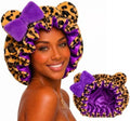 Leopard Print Cat Ear Bonnet for Women – Satin-Lined Sleep Cap, Night Cap for Curly Natural Hair by Sultresse